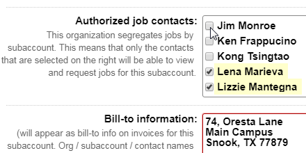 Add authorized job contacts