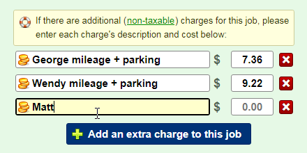 Add extra charges to a job