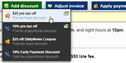 Apply a discount to an invoice