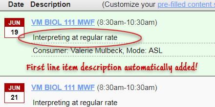 Automatic line item description