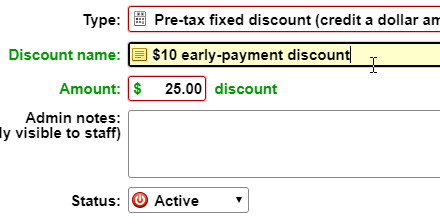 Create a pre-tax, fixed discount