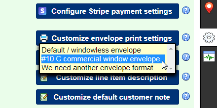 Customize envelope print settings