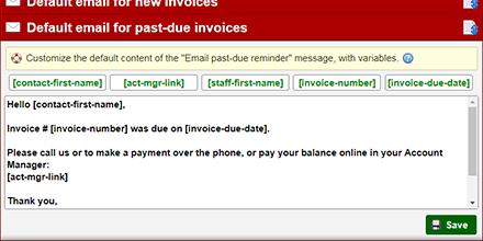 Customize pastdue email template