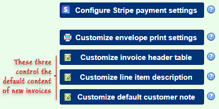 Default content for new invoices