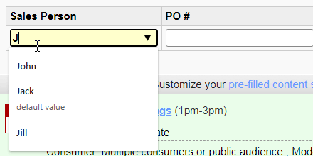 Default invoice header table