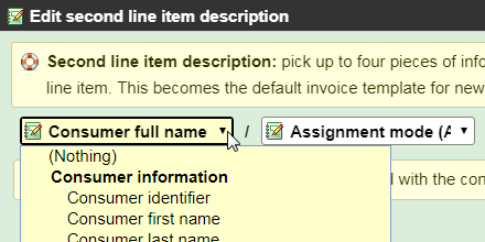 Default second line item description