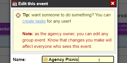 Edit an existing event