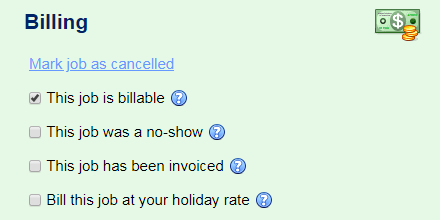 Job invoicing options