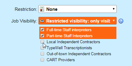 Make a job visible to interpreter groups