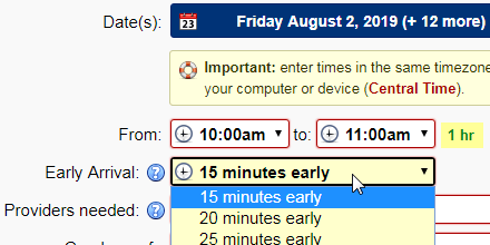 Minimum early arrival time