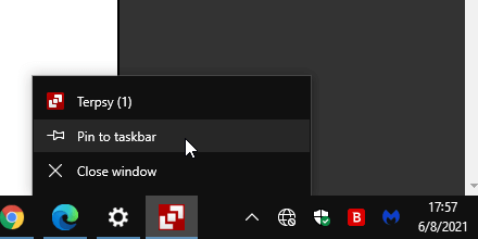 Pin Terpsy to the Windows taskbar