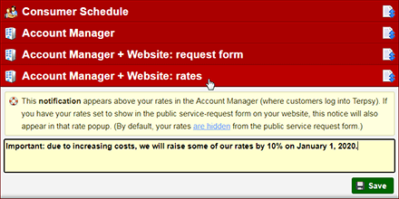 Post a rate-increase notice