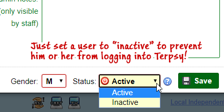 Prevent users from accessing Terpsy