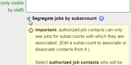 Segregate jobs by subaccount