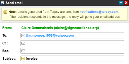 Terpsy's built-in email client