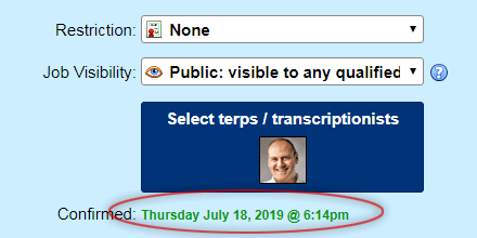 Terpsy showing job as confirmed