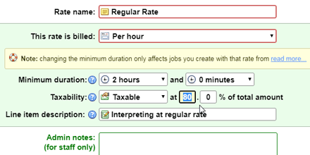 Partially applying sales taxes to rates