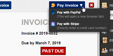 Pay invoices by PayPal, credit card, or ACH bank transfers
